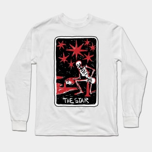 The Star Blood Red Skeleton Skull Tarot Card Long Sleeve T-Shirt